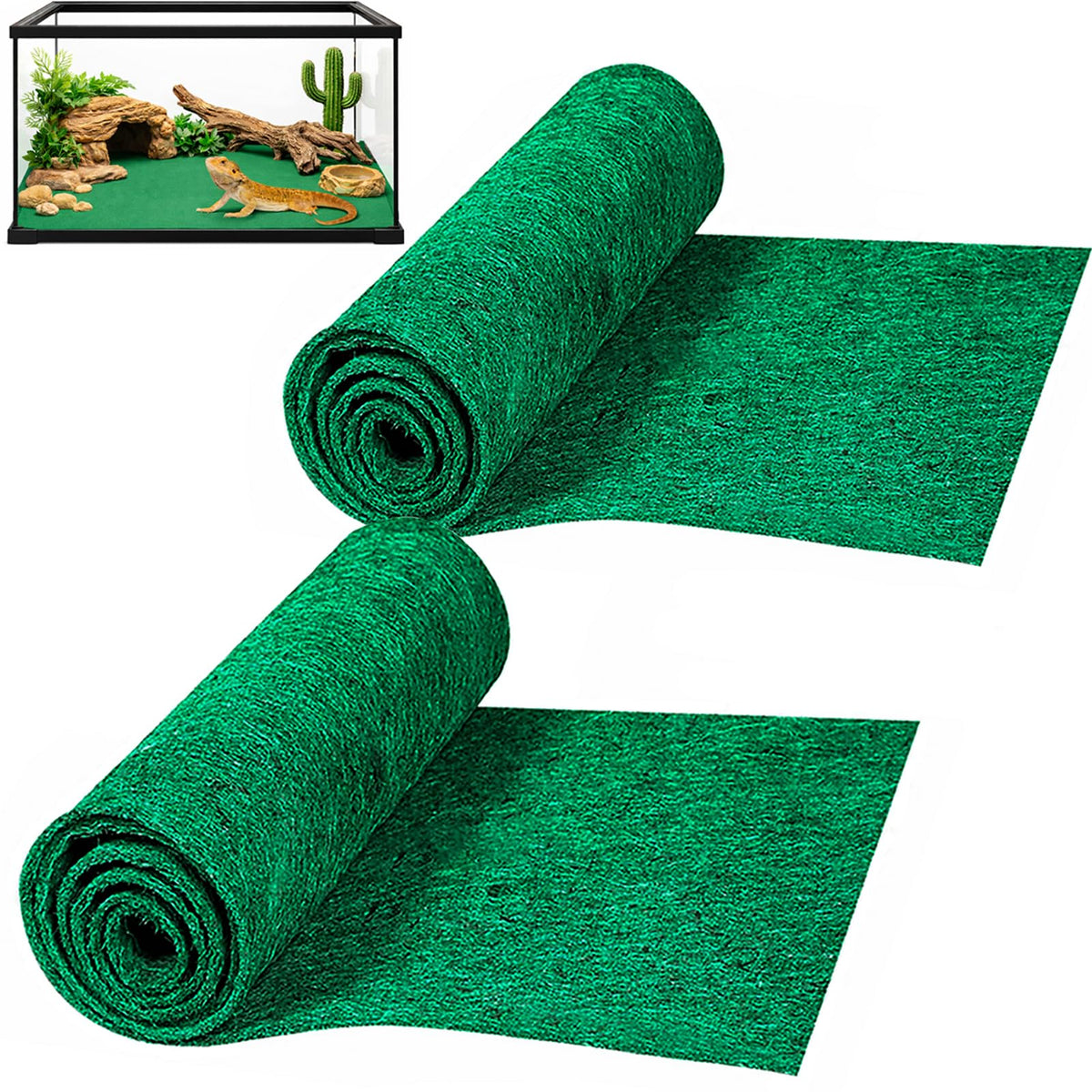 Tapis HERCOCCI terrarium 39x20, vue avant, surface douce pour reptiles.