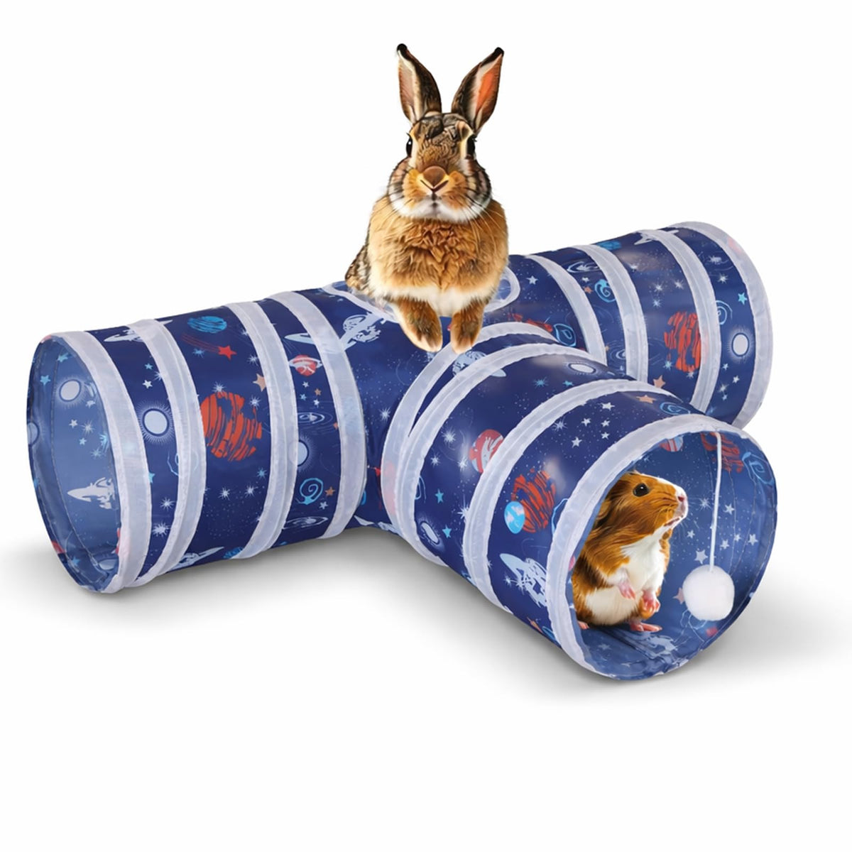 HERCOCCI tunnel-lapin-3-voies: stimulation mentale et jeu pour lapin