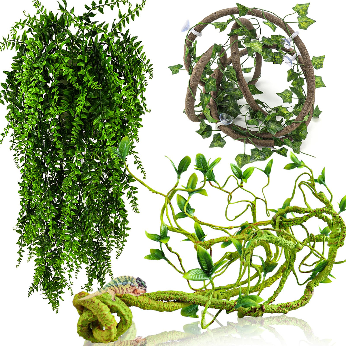 HERCOCCI vignes vertes pour terrarium offrant abri naturel et décor réaliste.