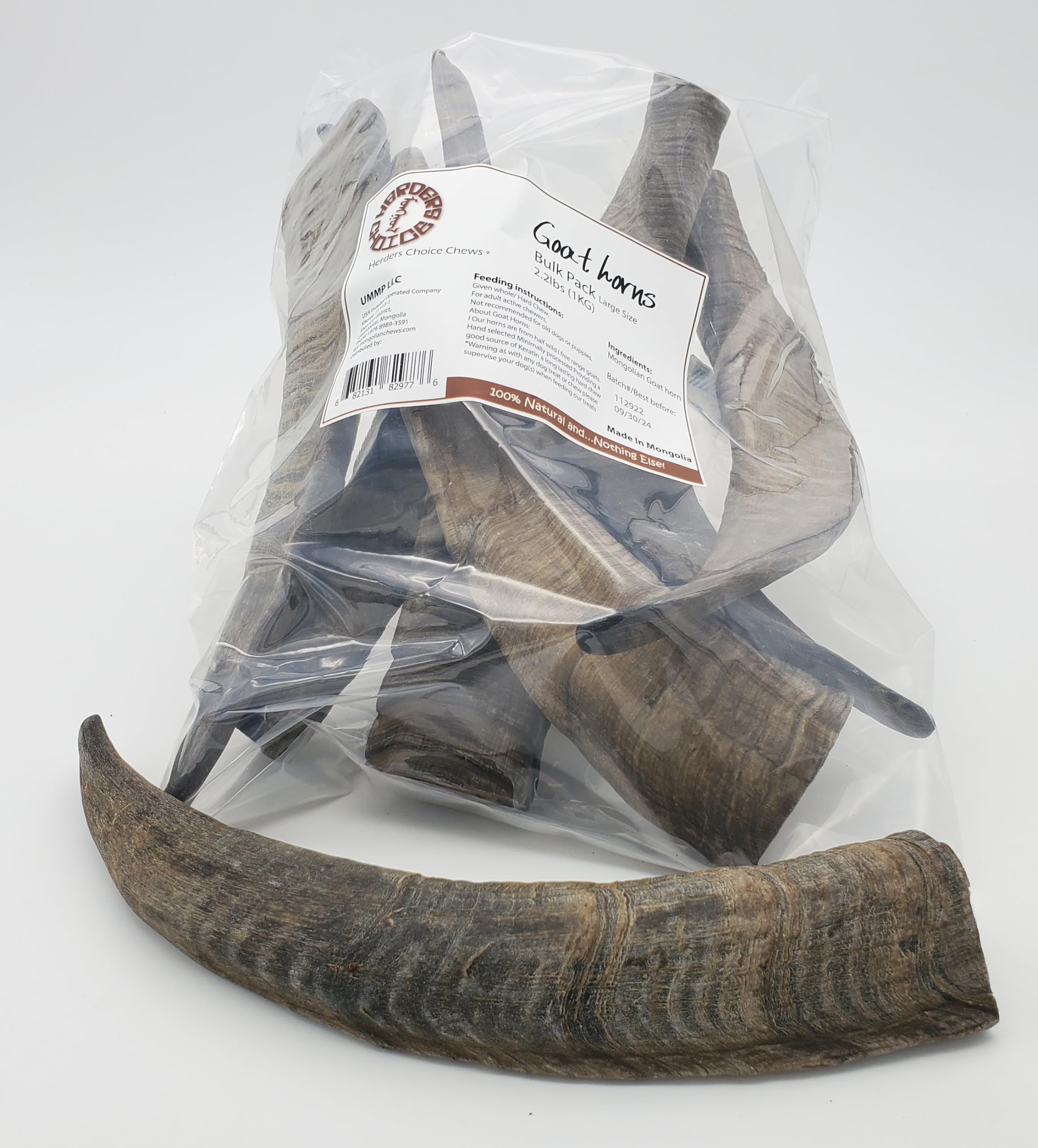 Herders Choice Cornes de Chèvre Séchées — emballage en vrac, pour chiens robustes