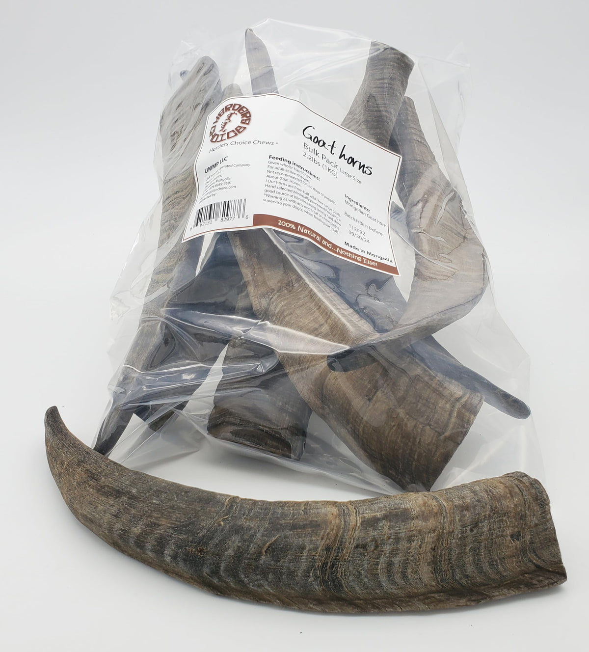 Herders Choice Cornes de Chèvre Séchées — emballage en vrac, pour chiens robustes