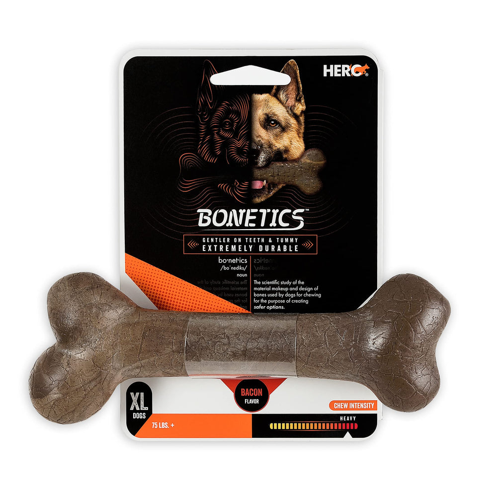 Hero Bonetics os du fémur pour chien, saveur bacon, idéal pour mastiquer et s’amuser
