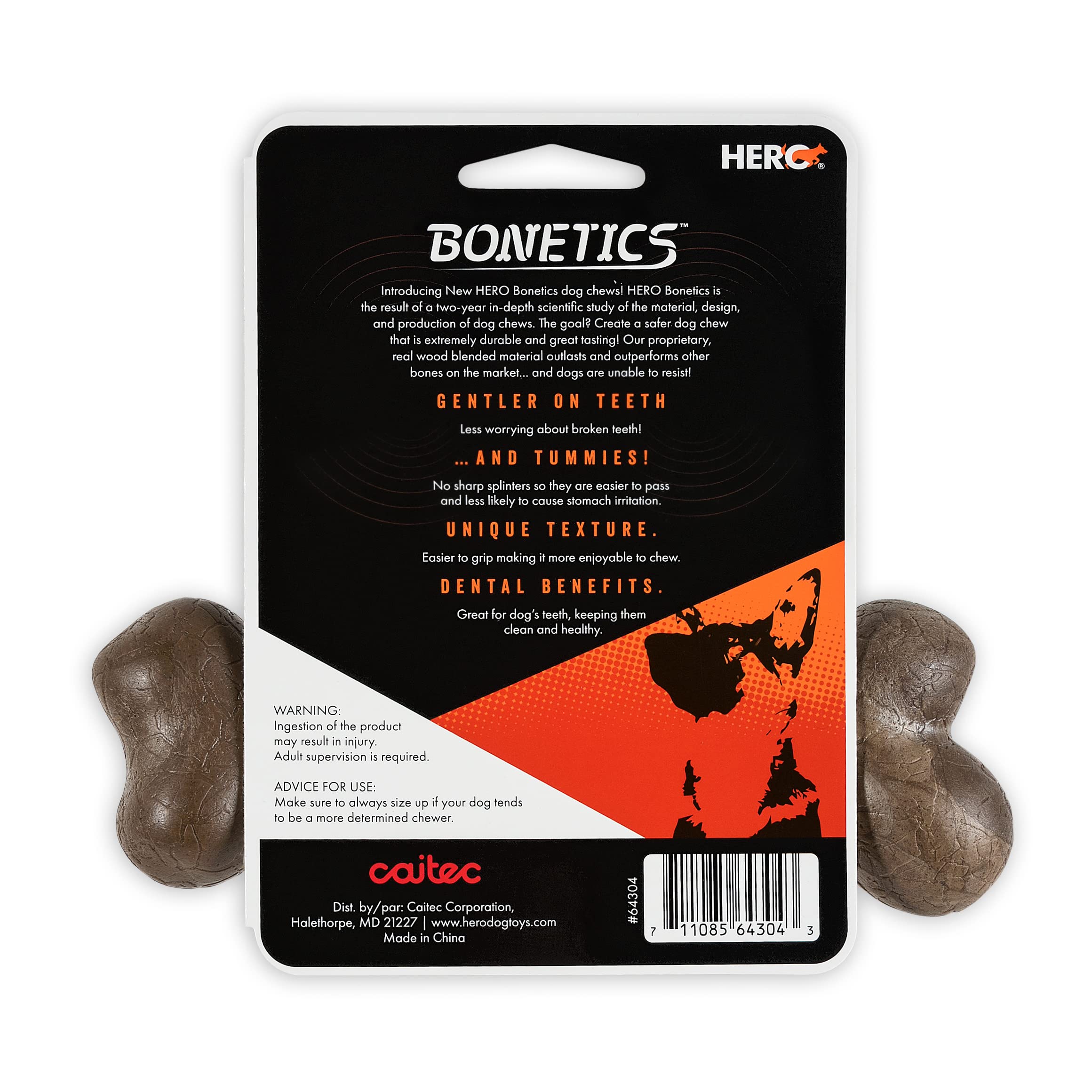 Hero Bonetics os du fémur, saveur bacon, douceur pour dents sensibles