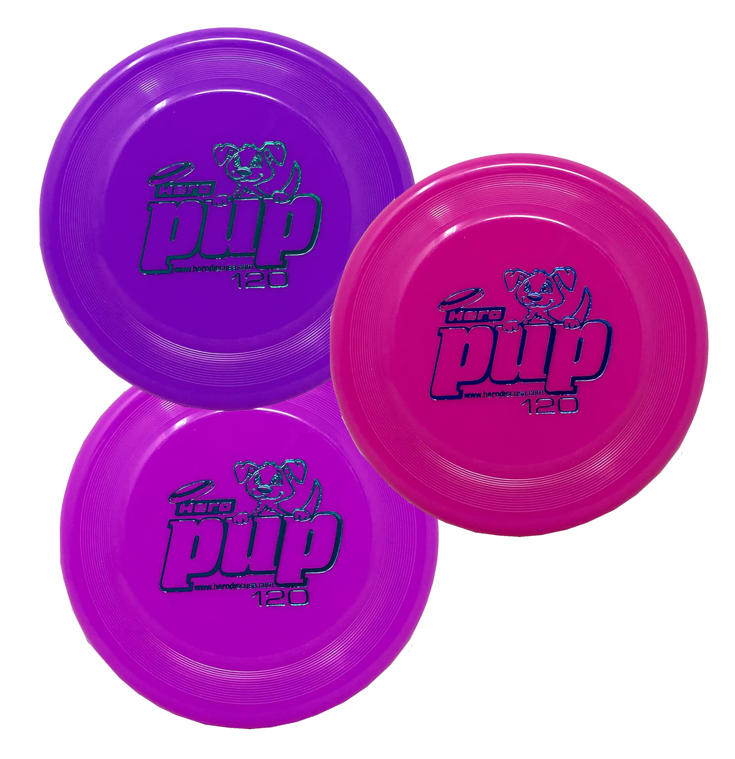 Hero Pup 120 disc, jouet extérieur pour petit chien, facile à lancer loin.