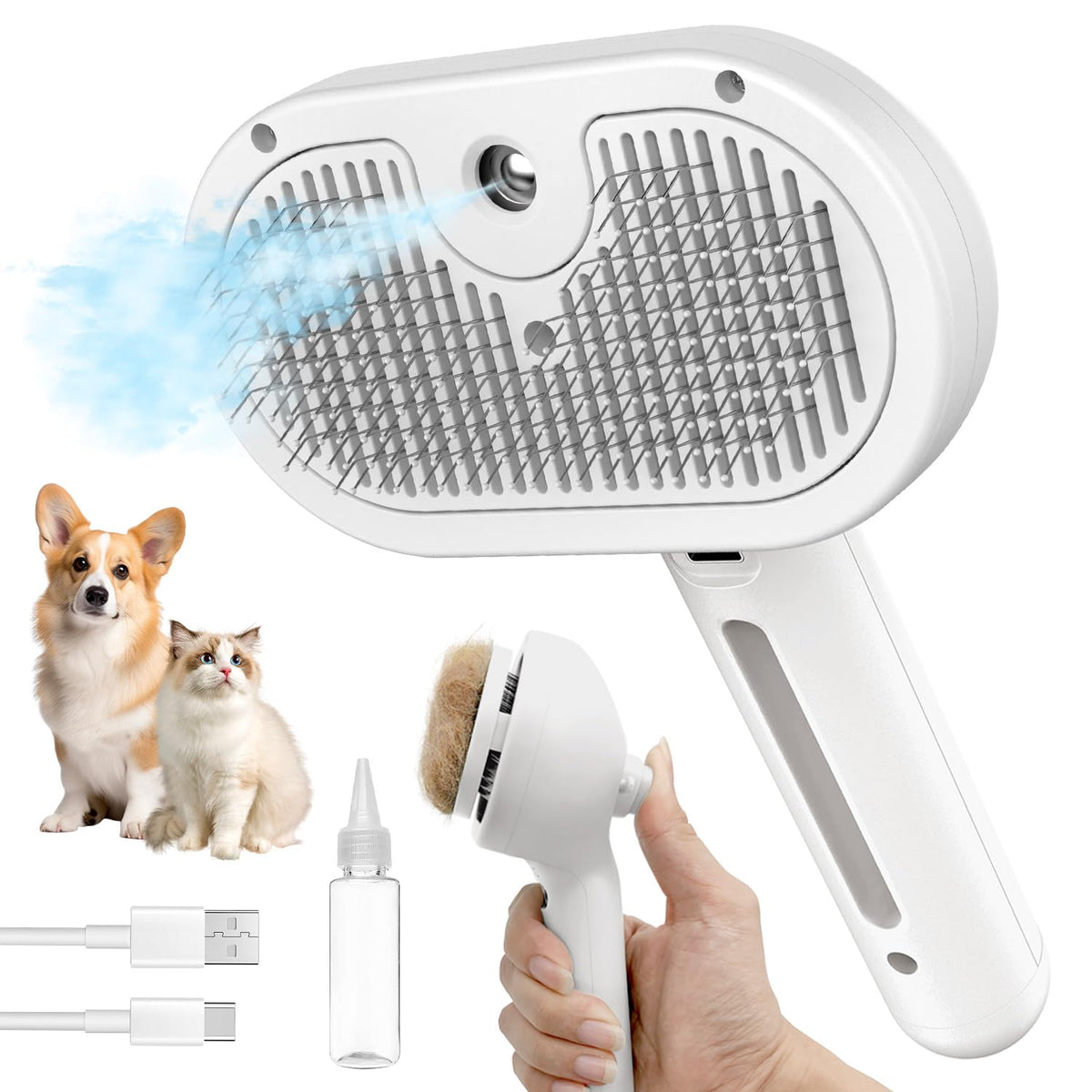 HeroKitty brosse chien steam antistatique pour pelage lisse et brillant