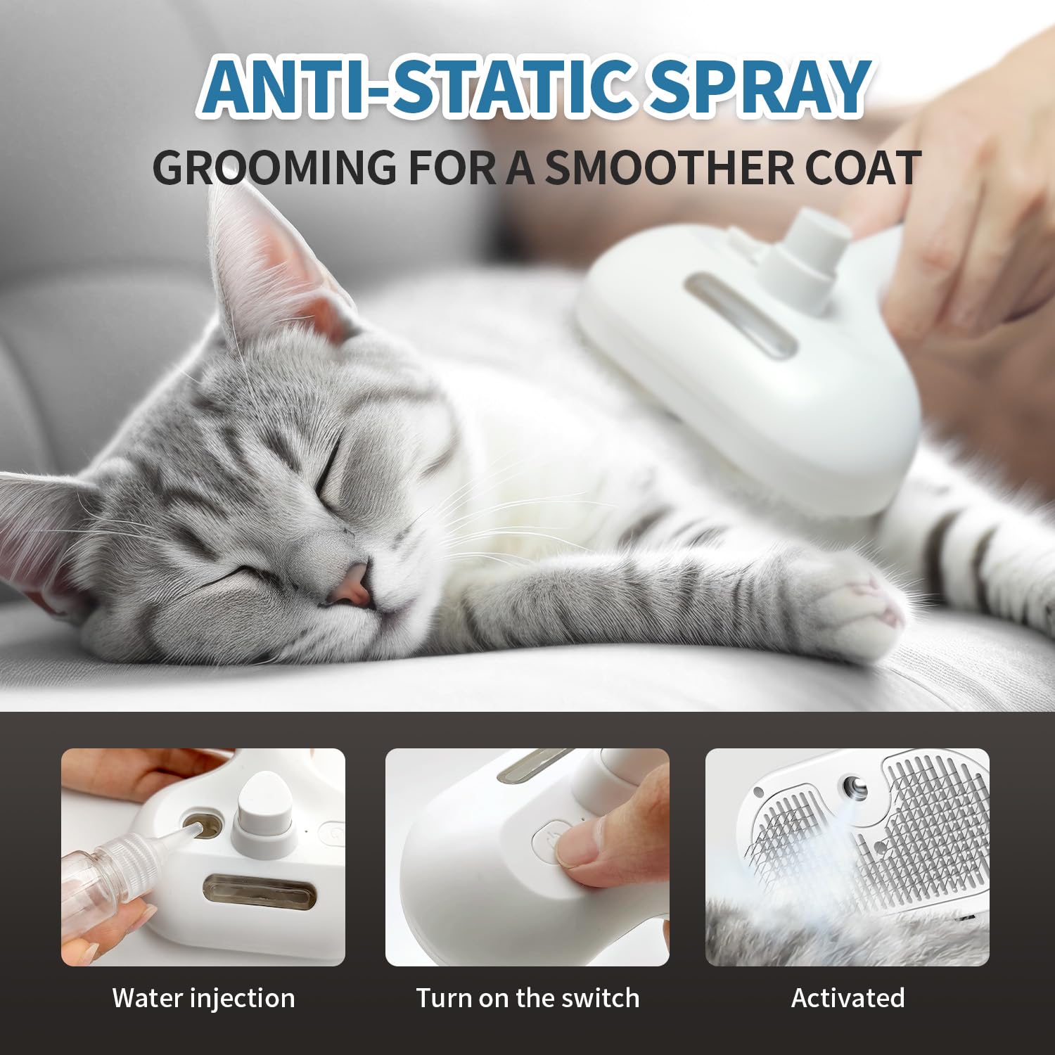 HeroKitty brosse chien steam réservoir lumineux pour vérifier le niveau d'eau