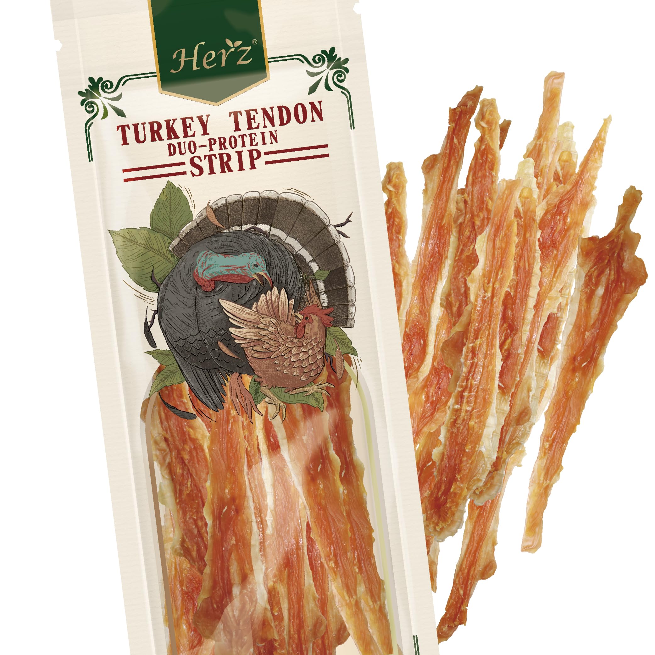 Herz Tendons dinde et poulet en sachet – texture longue durée pour chiens