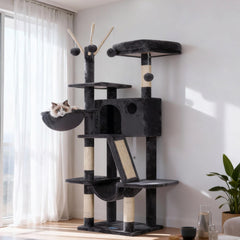 Hey-brother Arbre a chat 53 pouces: structure solide et base renforcee