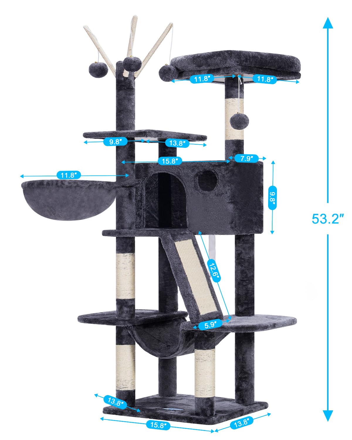 Hey-brother Arbre a chat: poteaux en sisal pour griffade naturelle