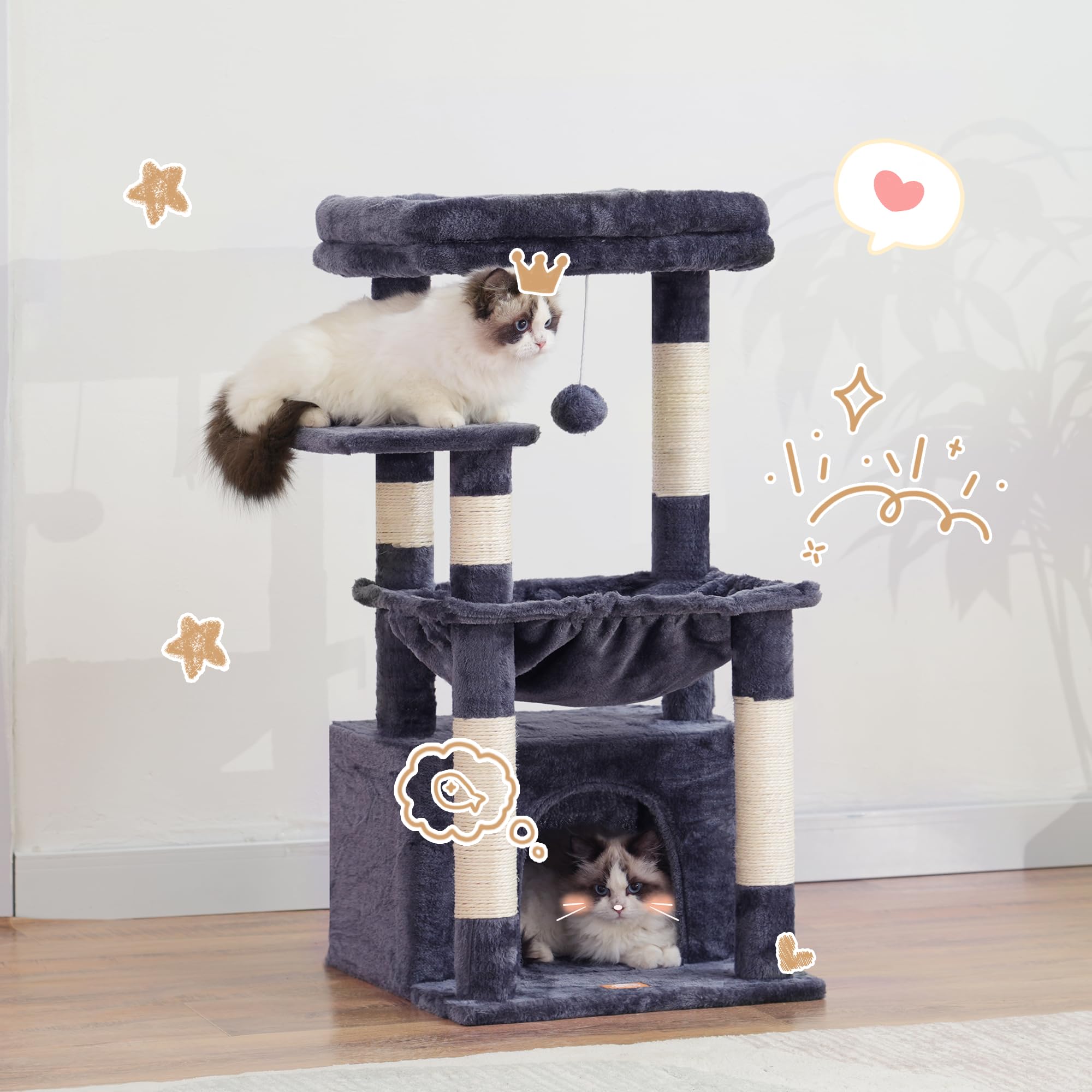 Heybly Arbre Chat - Boule pendante pour stimulation ludique.