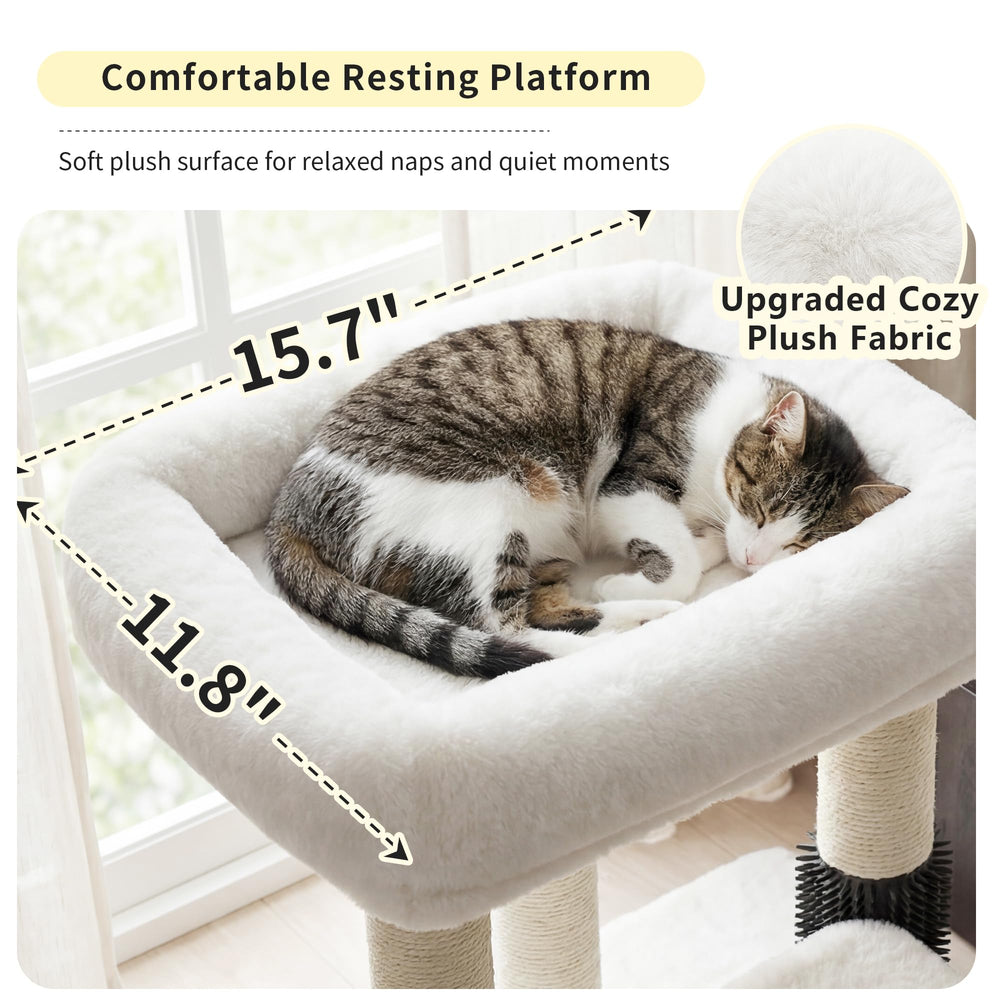 Heybly Arbre chat compact – brosse toilettage integree pour entretien.