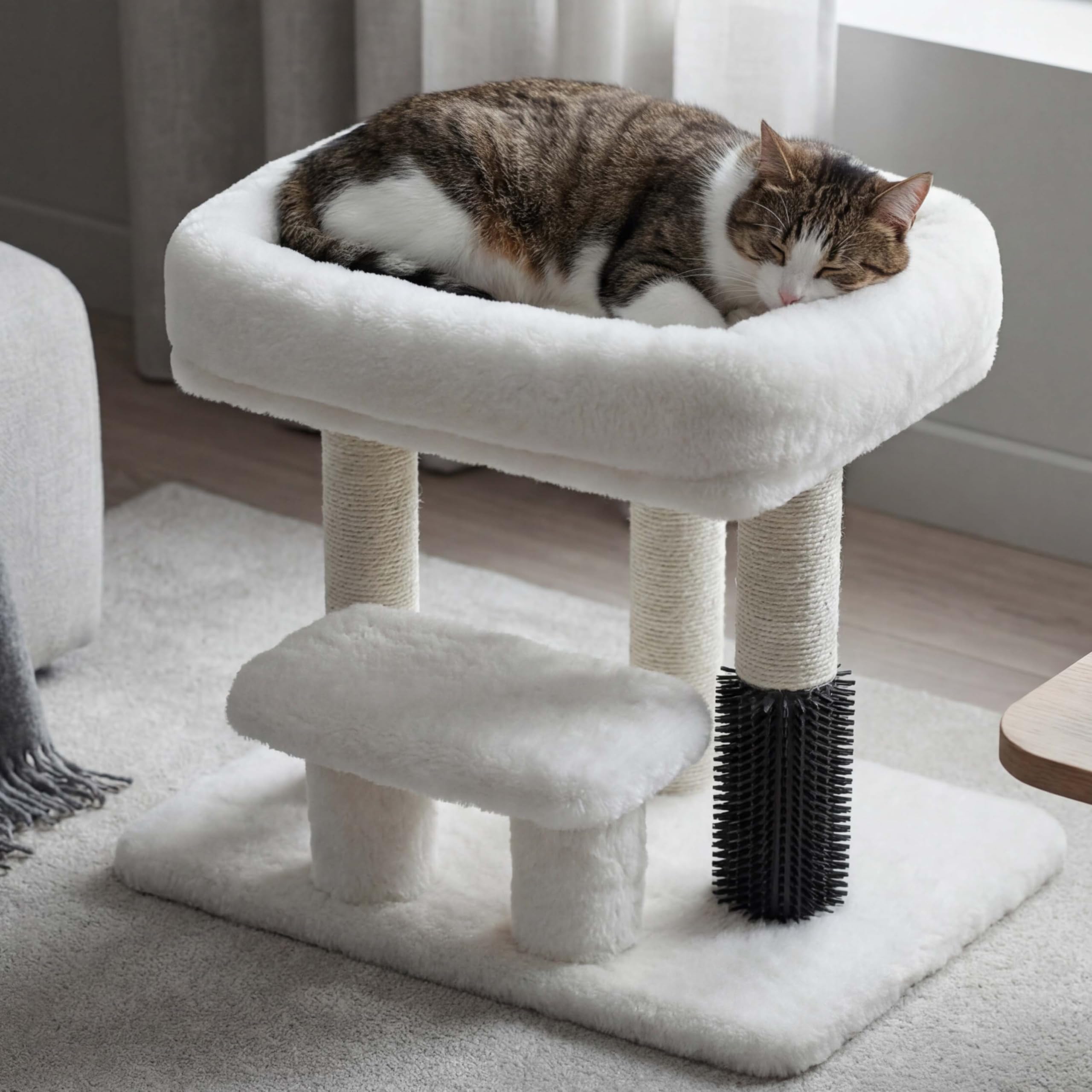 Heybly Arbre chat compact – poteaux sisal pour griffage naturel et jeu.