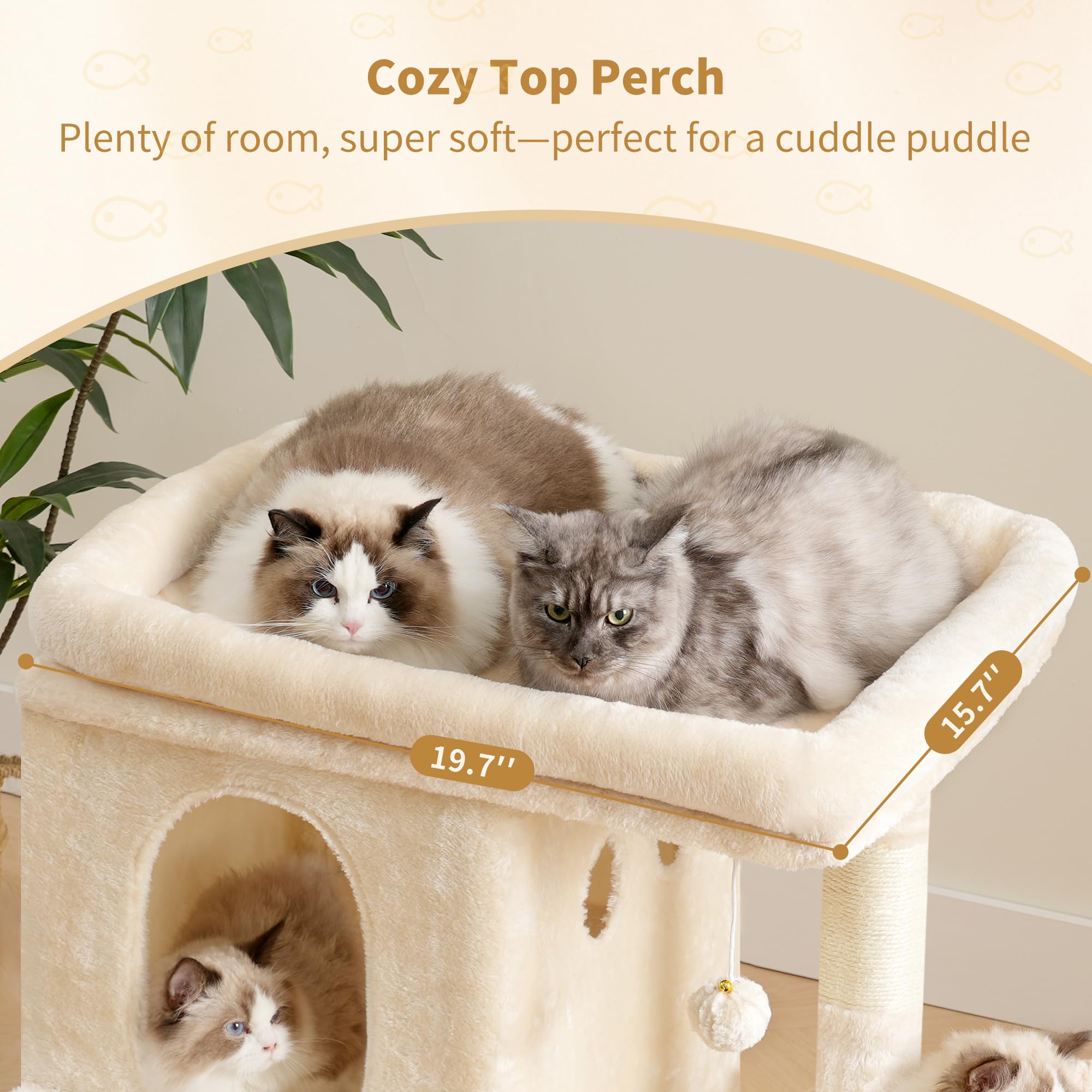 Heybly arbre à chat : design spacieux beige pour salon moderne
