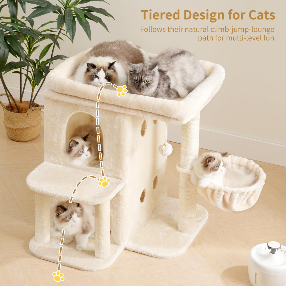 Heybly arbre à chat : panier moelleux pour sieste cosy