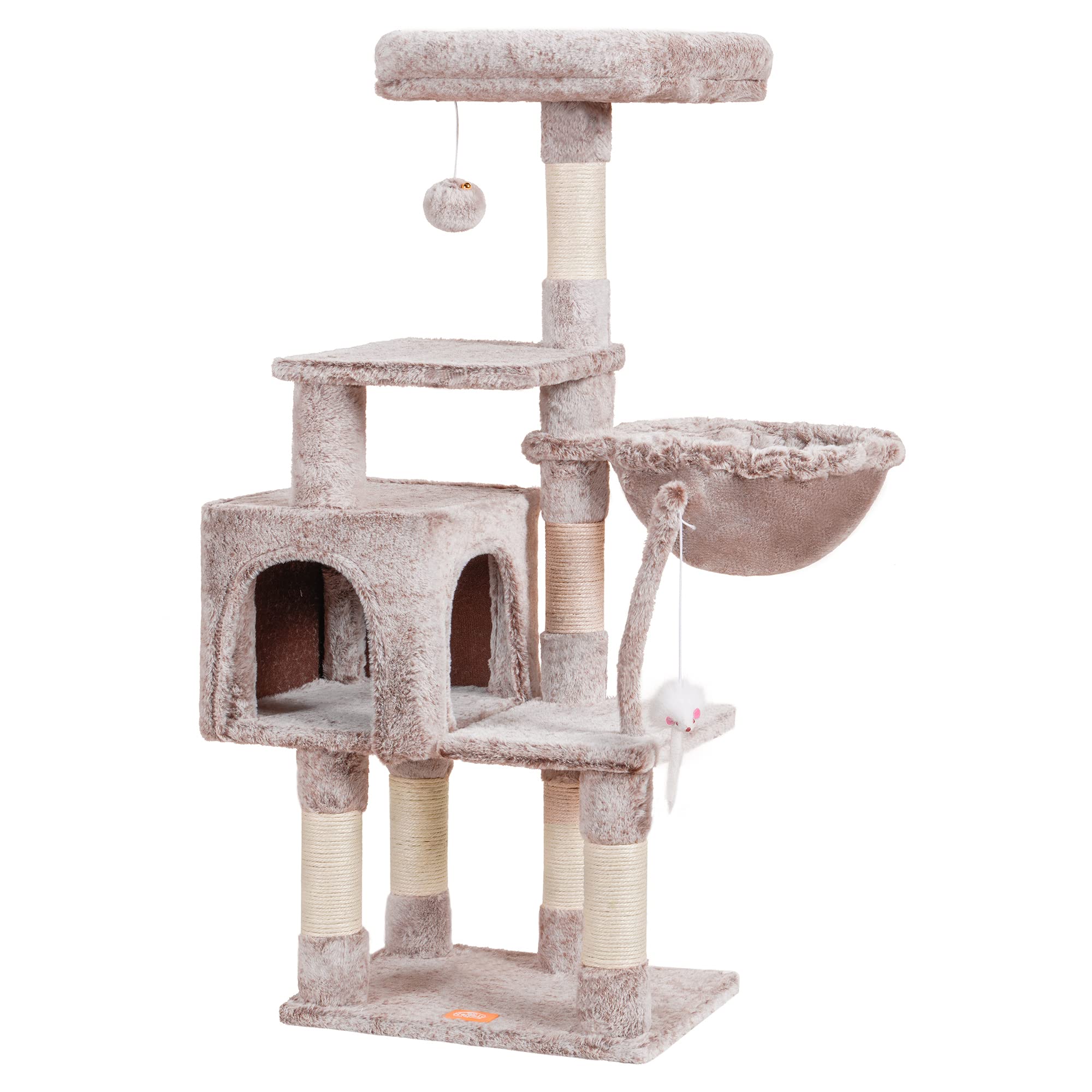 Heybly Arbre chat, perche interactive pour stimulation et jeu partagé.