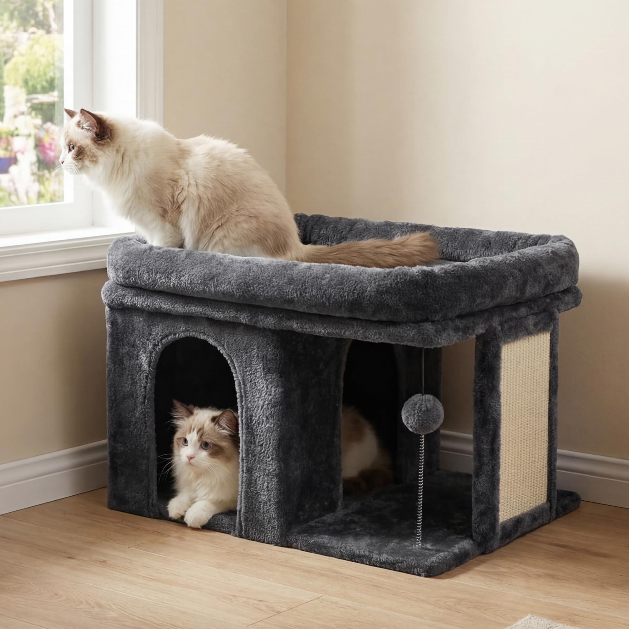 Heybly Arbre-chat 14-pouces : perchoir spacieux pour détente et sieste.