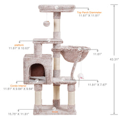 Heybly Arbre chat, plateforme haute rembourrée pour siestes confortables.