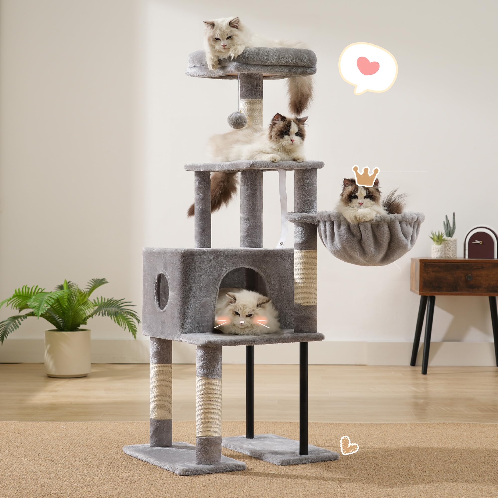 Heybly Arbre à chat poteaux sisal pour griffage stimulant.