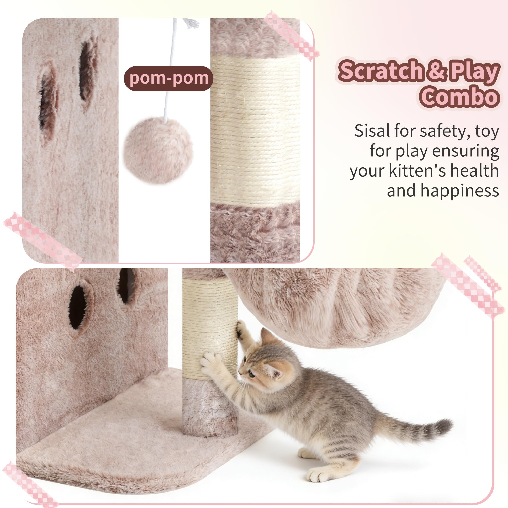 Heybly Arbre à Chat : tissu pelucheux doux, toucher agréable