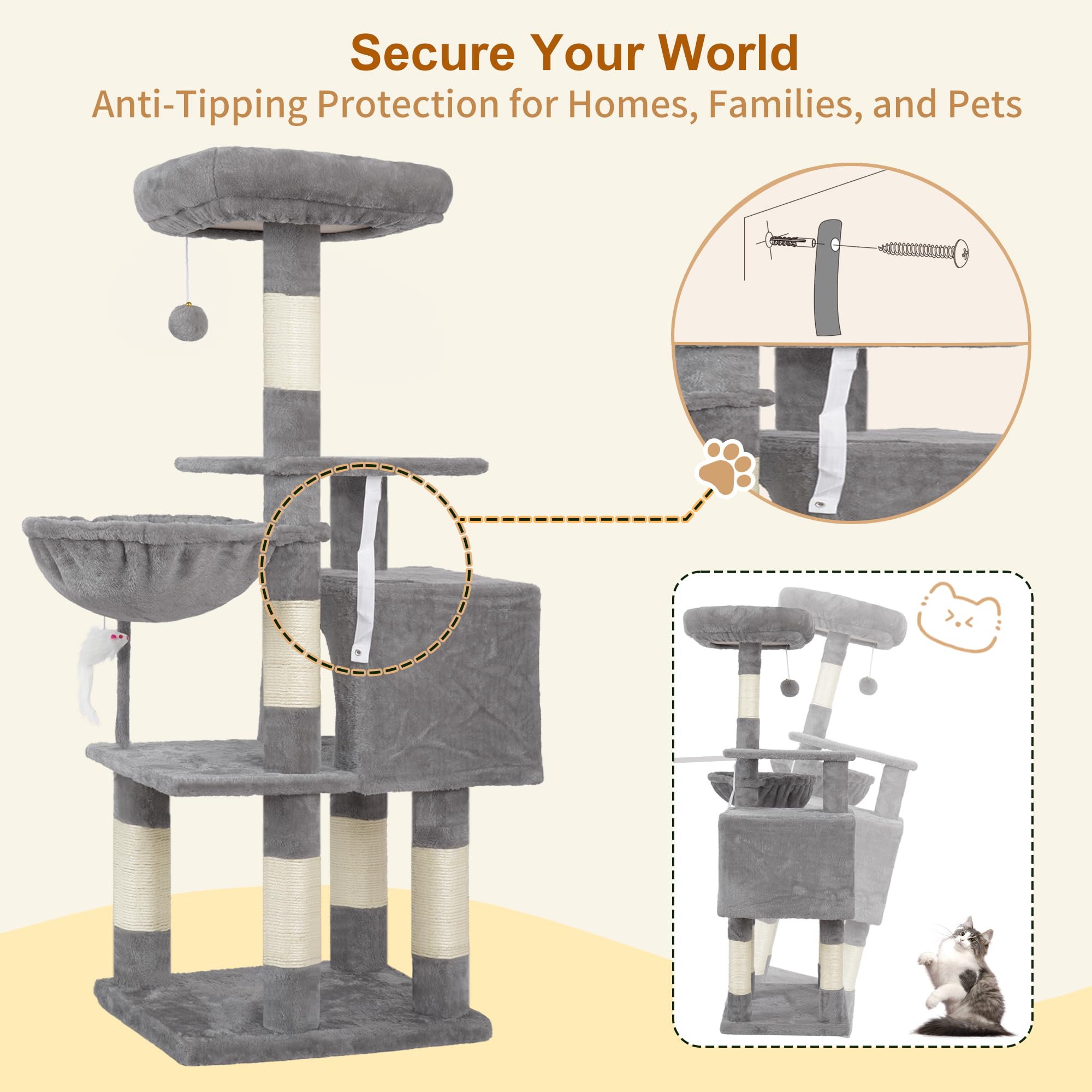Heybly base-stable-arbre-a-chat: structure solide pour des activités en toute sécurité.