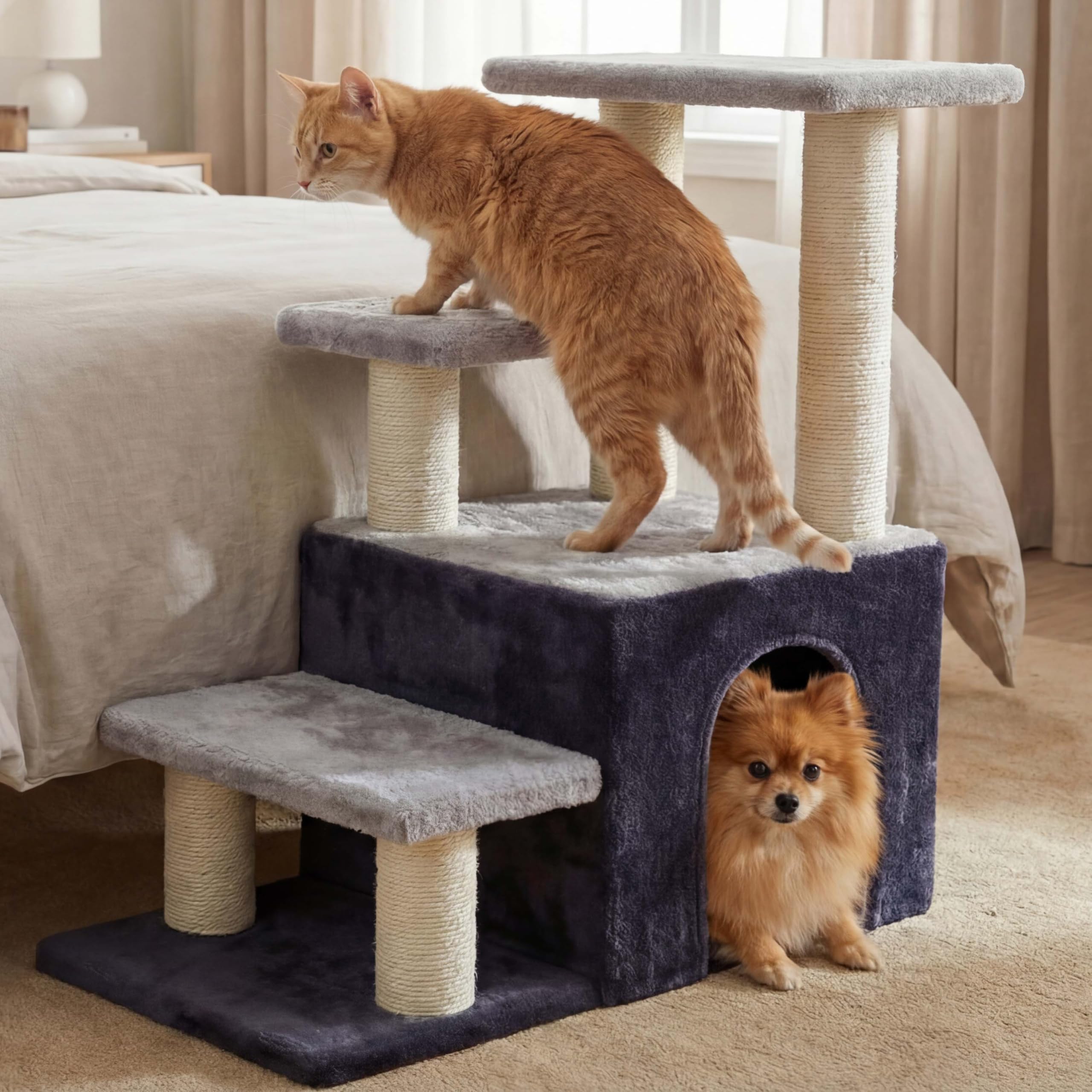 Heybly escaliers pour chat hauteur 75 cm : facilite montée et descente en douceur pour votre compagnon.