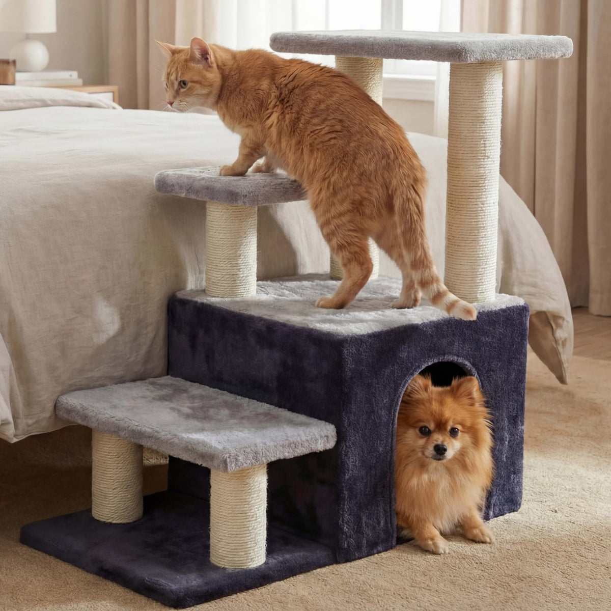 Heybly escaliers pour chat hauteur 75 cm : facilite montée et descente en douceur pour votre compagnon.