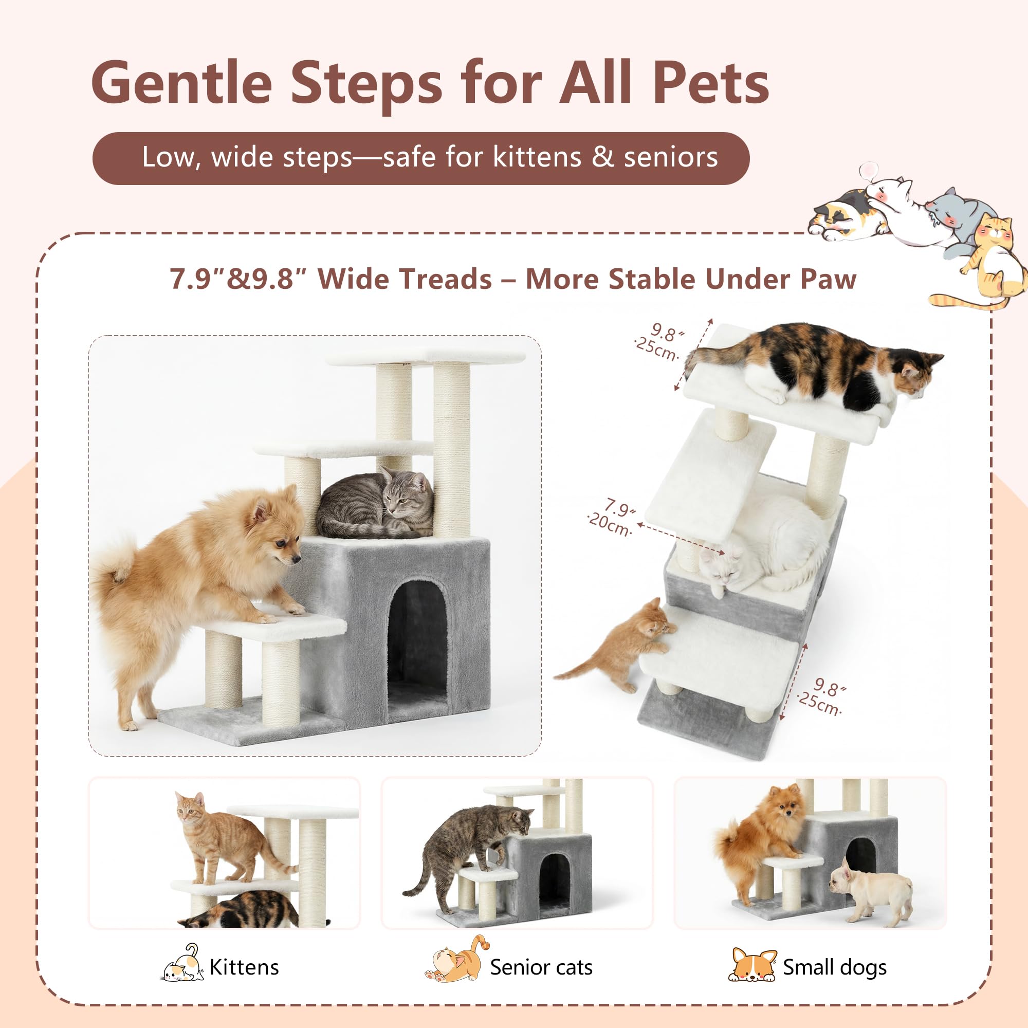 Heybly Stairs peluche douce confort quotidien pour les pattes