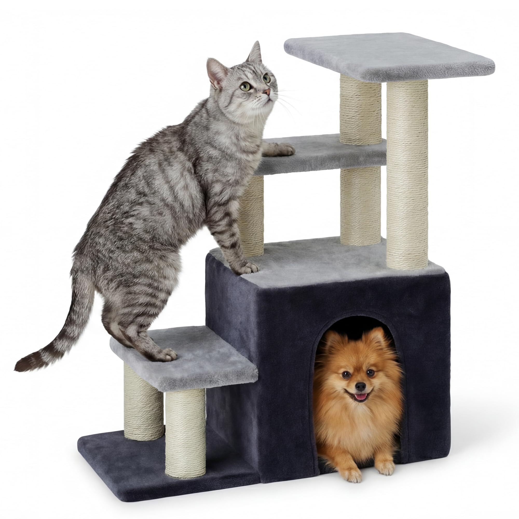 Heybly posts sisal protection meubles : griffades dirigées vers les poteaux et protection du mobilier.