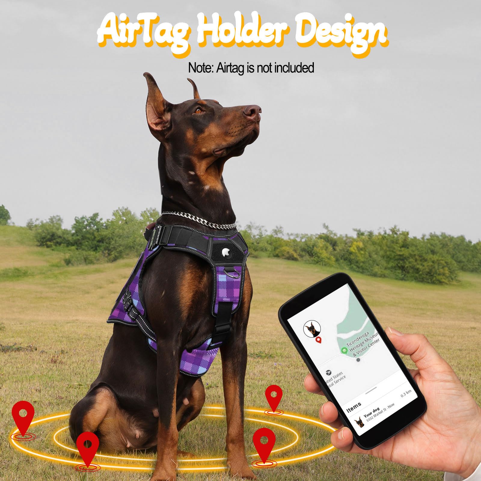 HEYCAHVA harnais incluant support AirTag pour localisation