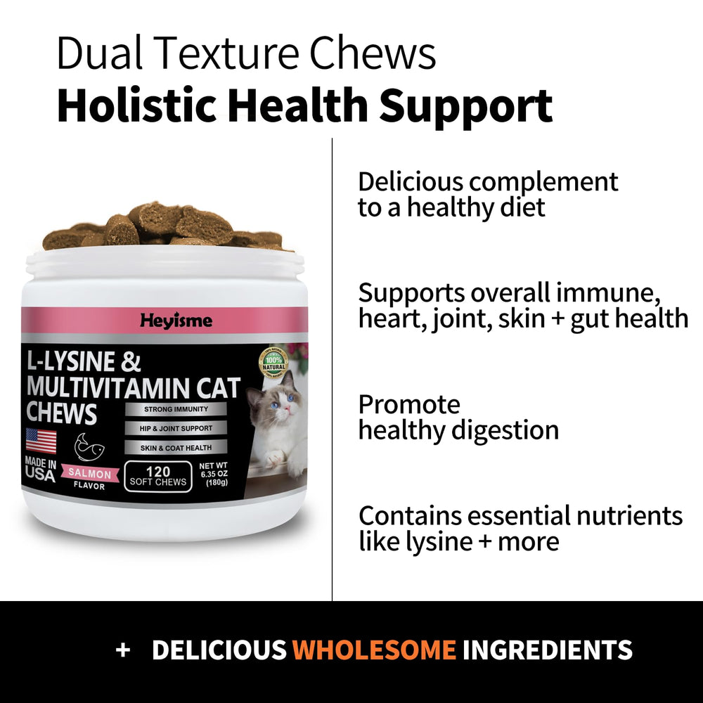 HEYISME emballage Lysine chat saumon – présentation pratique pour la routine.
