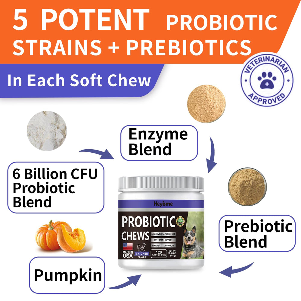 HEYISME Probiotiques chiens: allergies et peau plus saines.