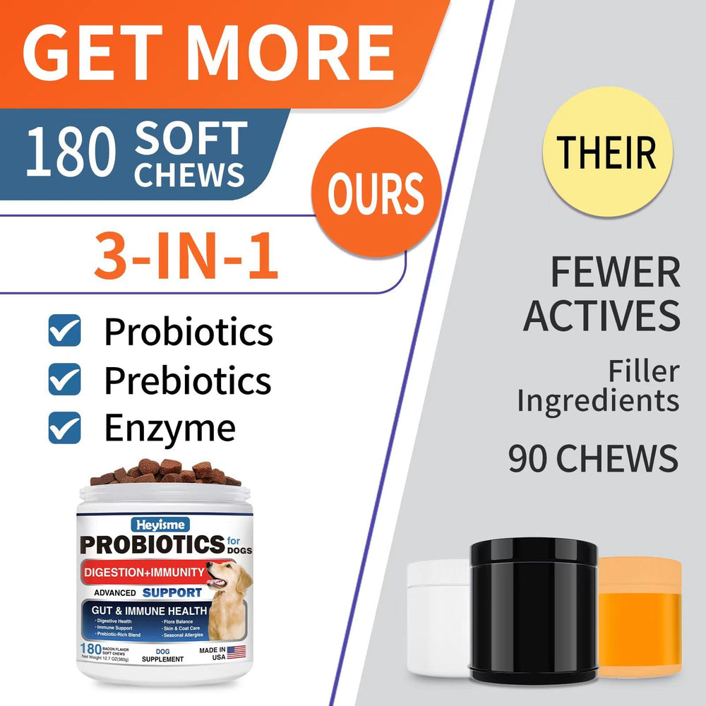 HEYISME Probiotiques pour chiens – focus digestion et flore intestinale harmonisée.