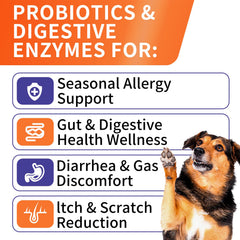 HEYISME Probiotiques chiens: soutien digestif et santé intestinale.