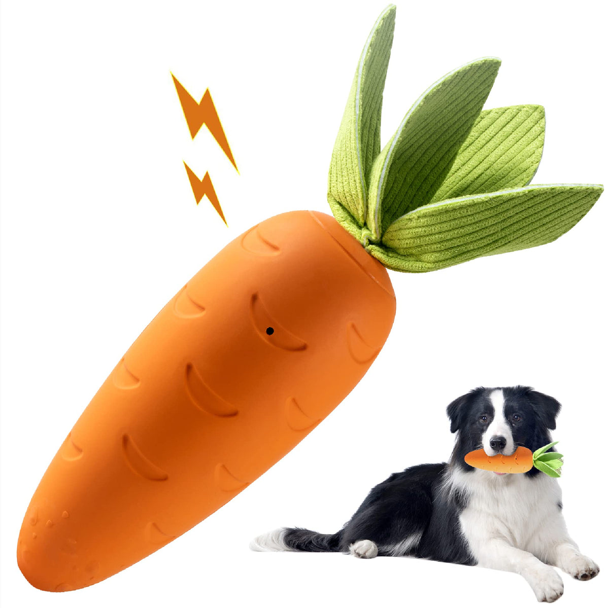 HEYKEY carotte en caoutchouc naturel, jouet pour chien, grande robustesse pour mastication
