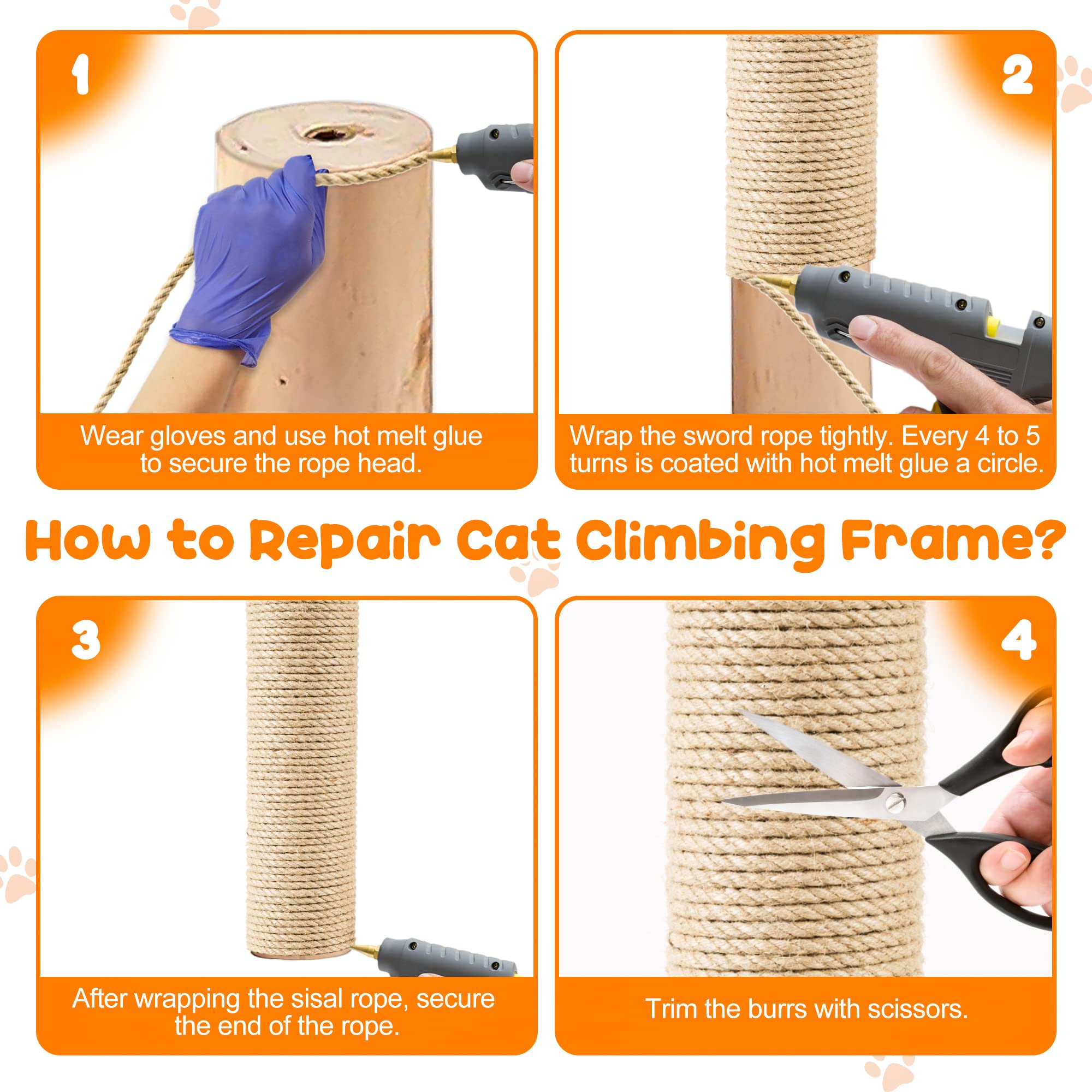 Fixation simple avec colle adaptée sur meubles et arbres à chats.