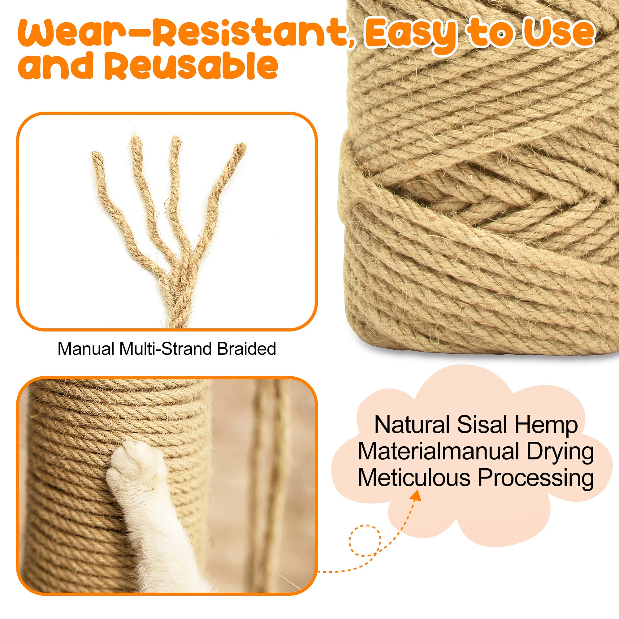 Poteau à griffer chat en sisal HezzLuv, solution de bricolage fiable.