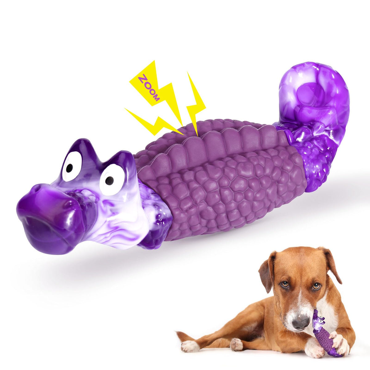 Jouet HGB mâche-indestructible en forme d'alligator pour chiens forts.