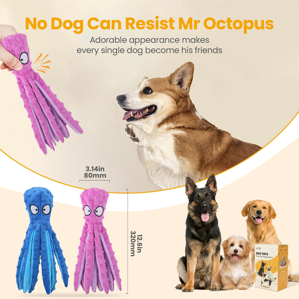Peluche pieuvre HGB grande taille, durable et sans garniture pour chiens.