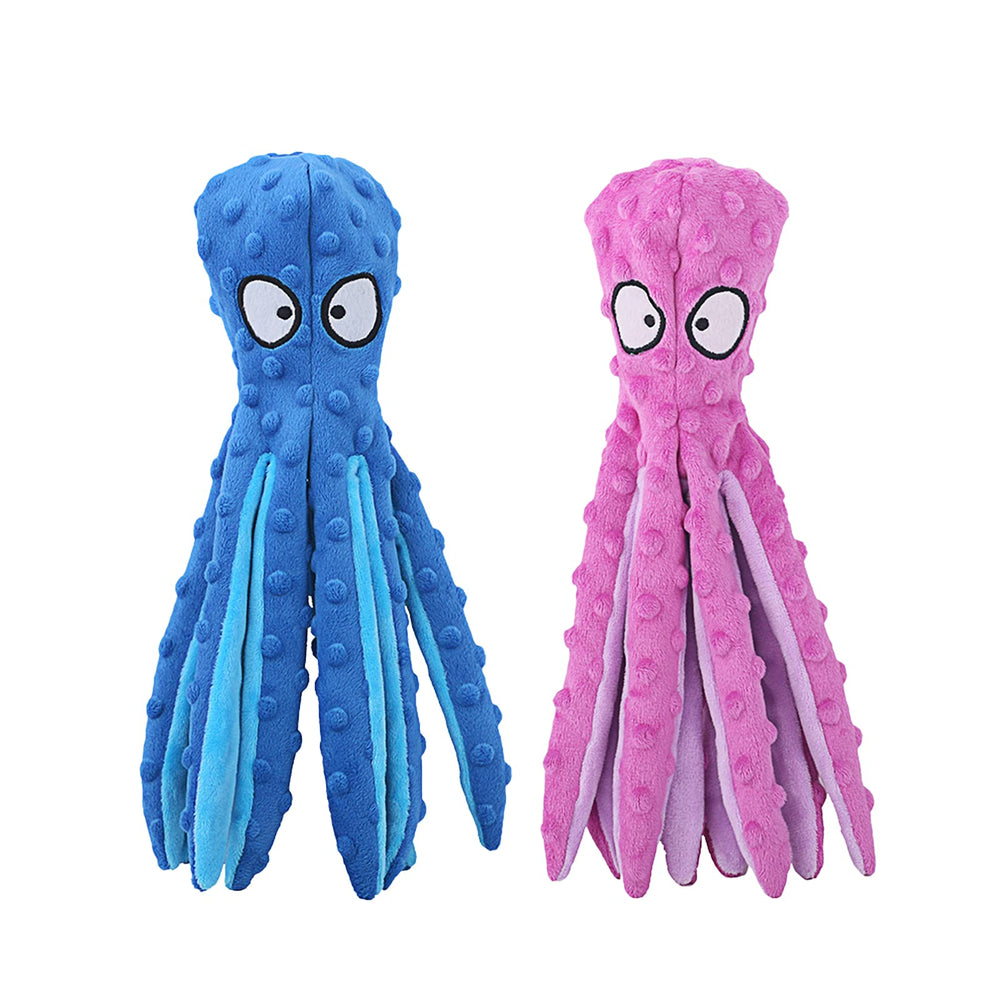 Jouet HGB pieuvre sans garniture, sifflement et crinkle pour stimulation.