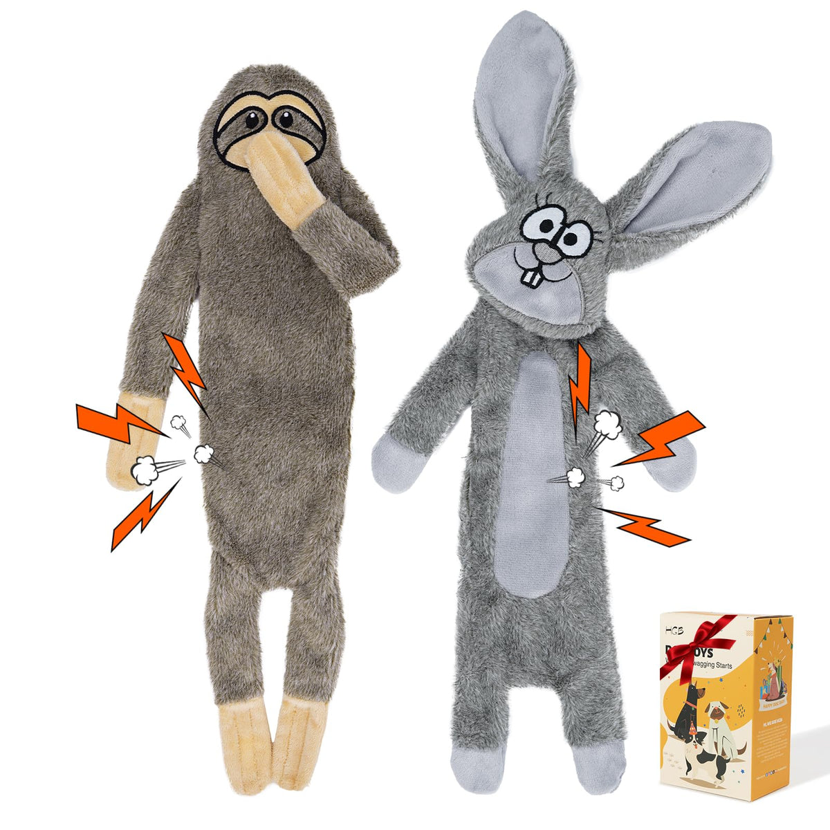 Jouet HGB Lapin sans garnissage, stimulation et jeu sans dégâts.