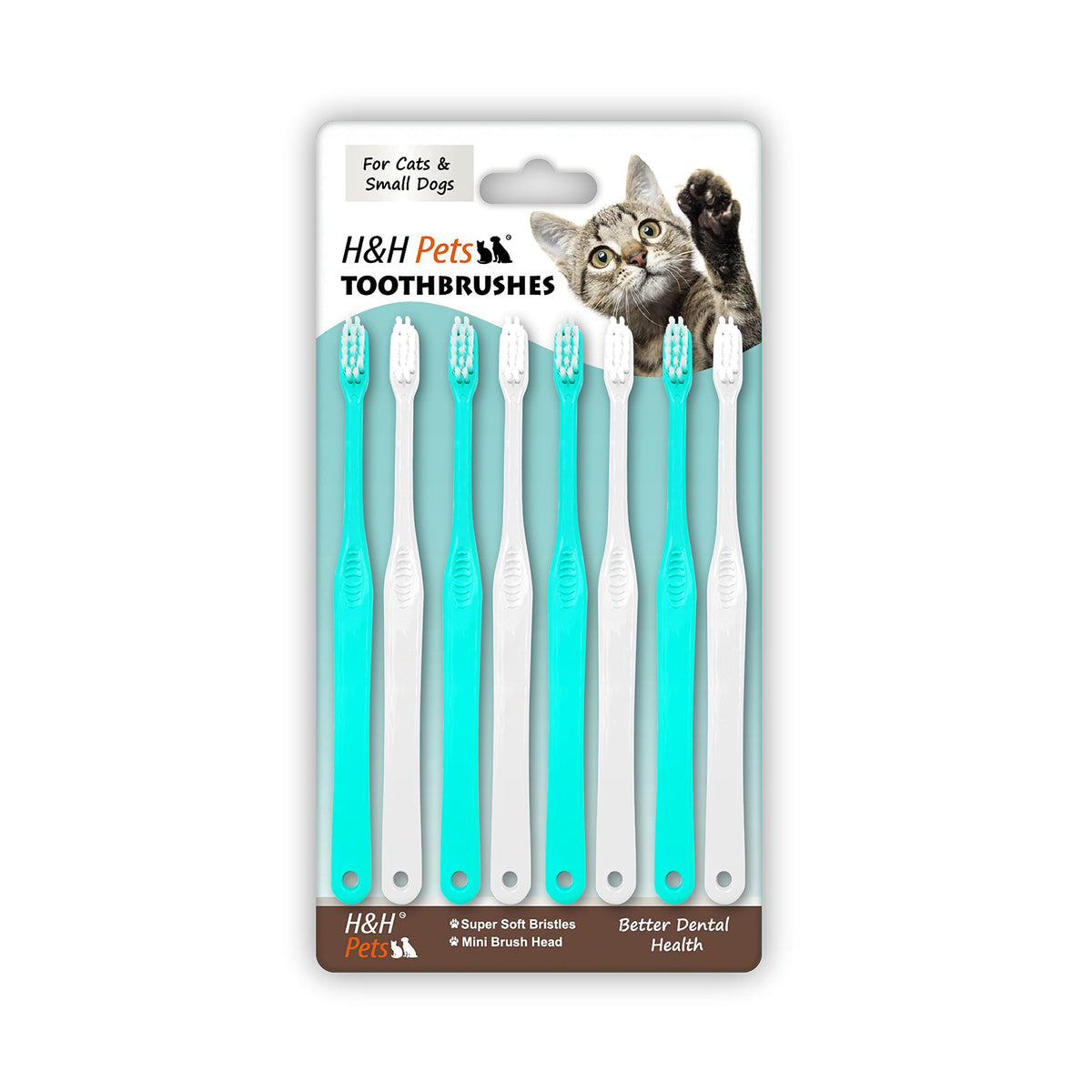 Brosse dentaire H&H Pets pour petits chiens et chats — premier plan, brins ultra-doux pour plaque.