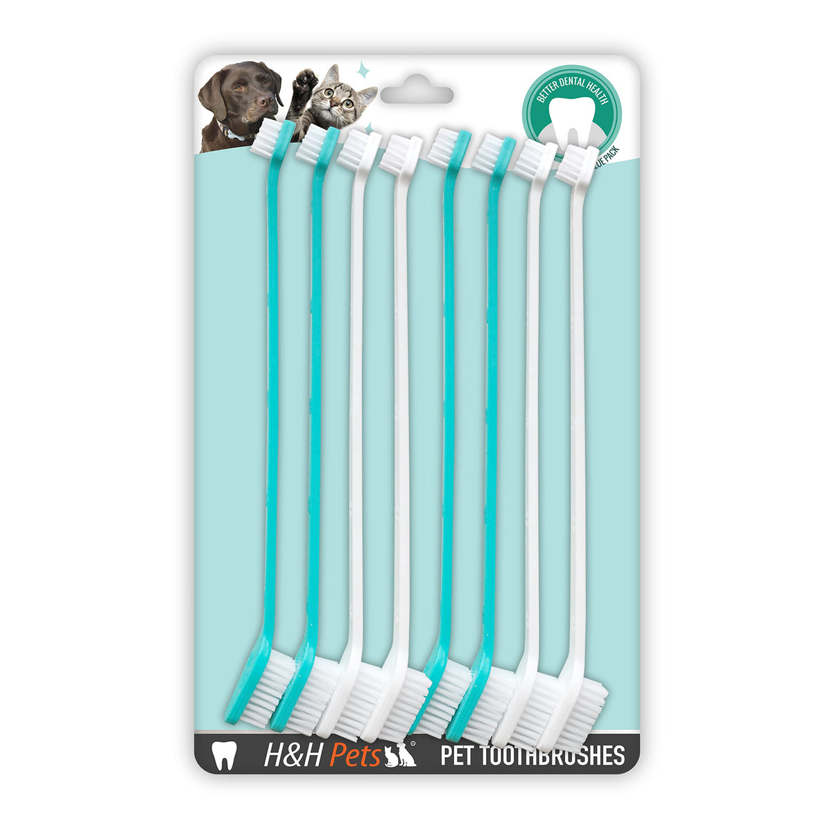 Brosse-dents double-tête HH-Pets pour petits chiens, brossage précis et confortable.