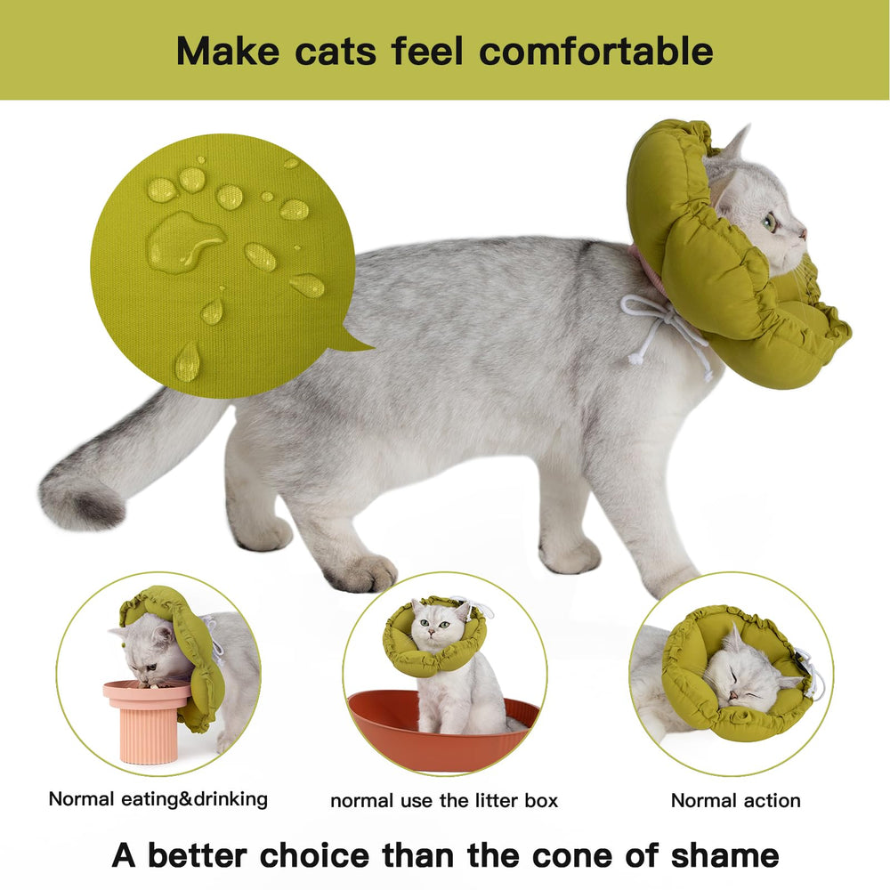 H HIDREAM Soft Cat Cone Collar, profondeur ajustable, permet à l'animal de manger et boire normalement.