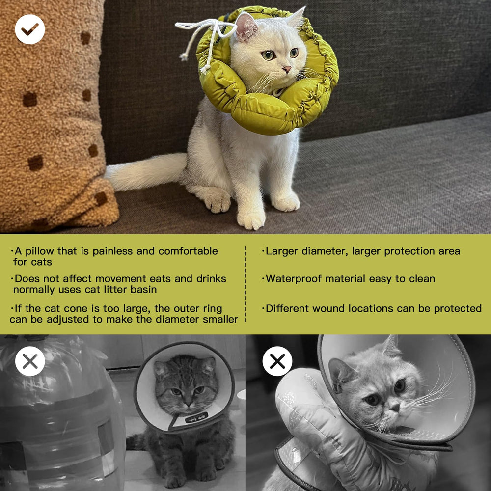 H HIDREAM Soft Cat Cone Collar, design vert à fleurs, style agréable et protection légère.