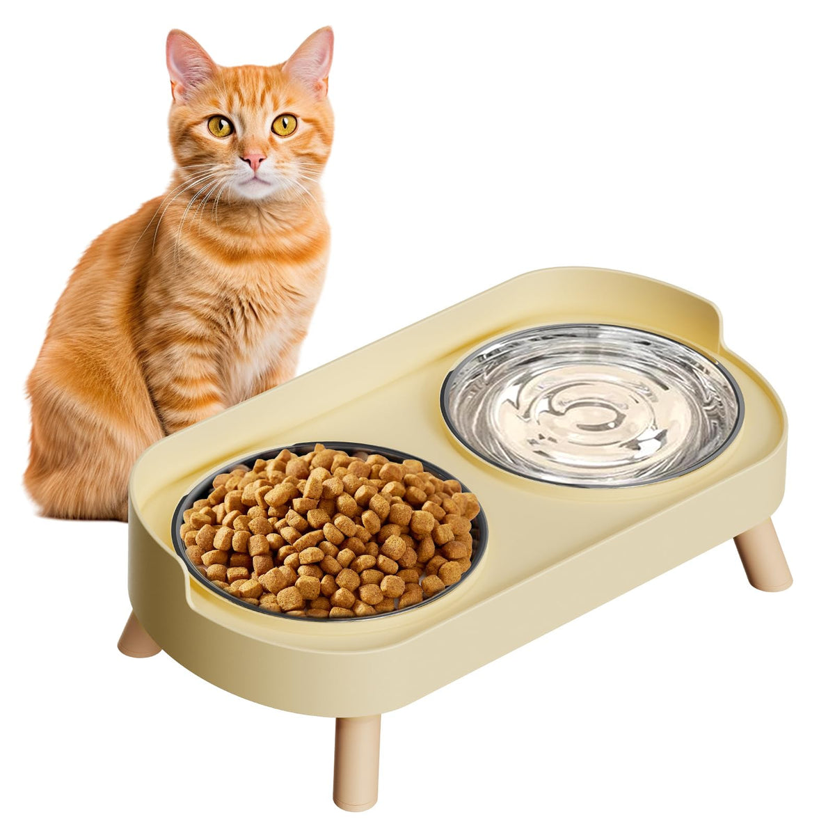Hiaieviiy bol-chat-eleve: bol surélevé pour repas plus confortables.