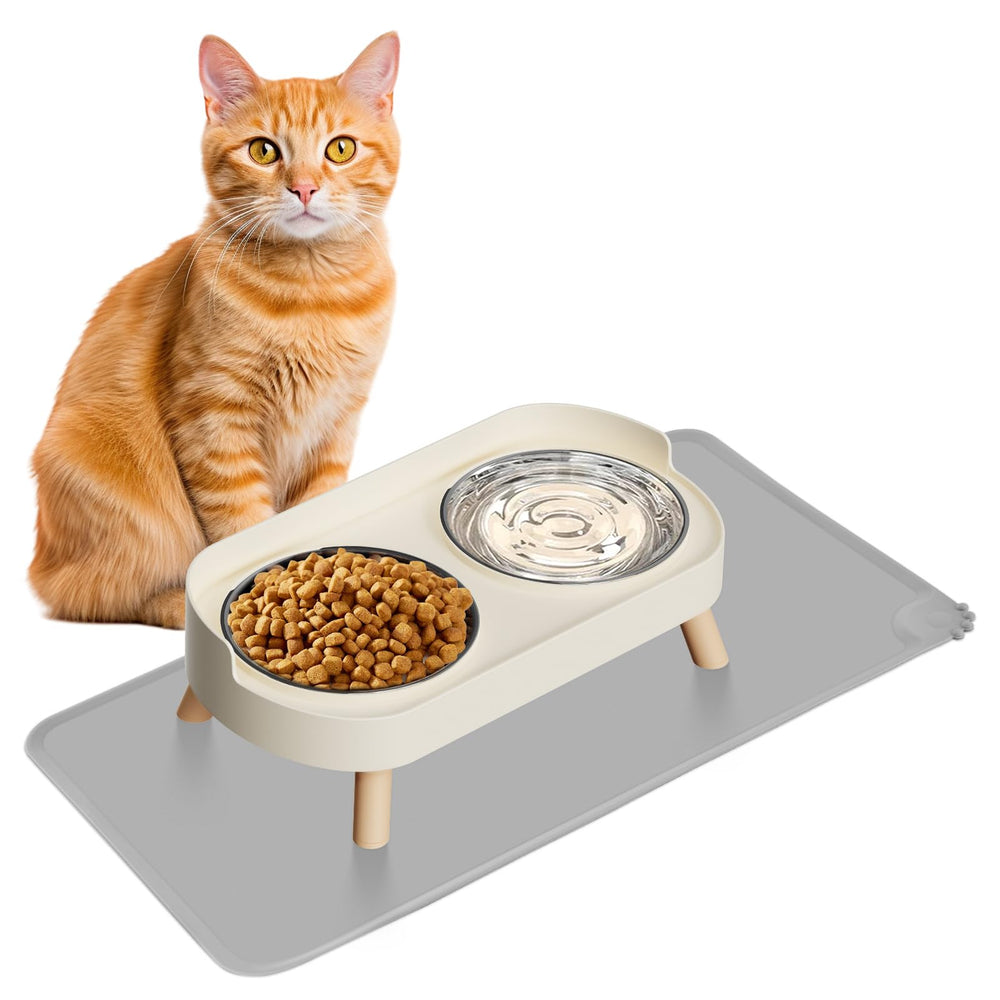 HIAIEVIY bol chat surélevé avec tapis, réduction de tension du cou