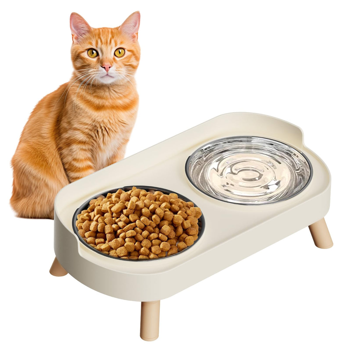 HIAIEVIY gamelle chat surélevée avec socle stable et élégant.