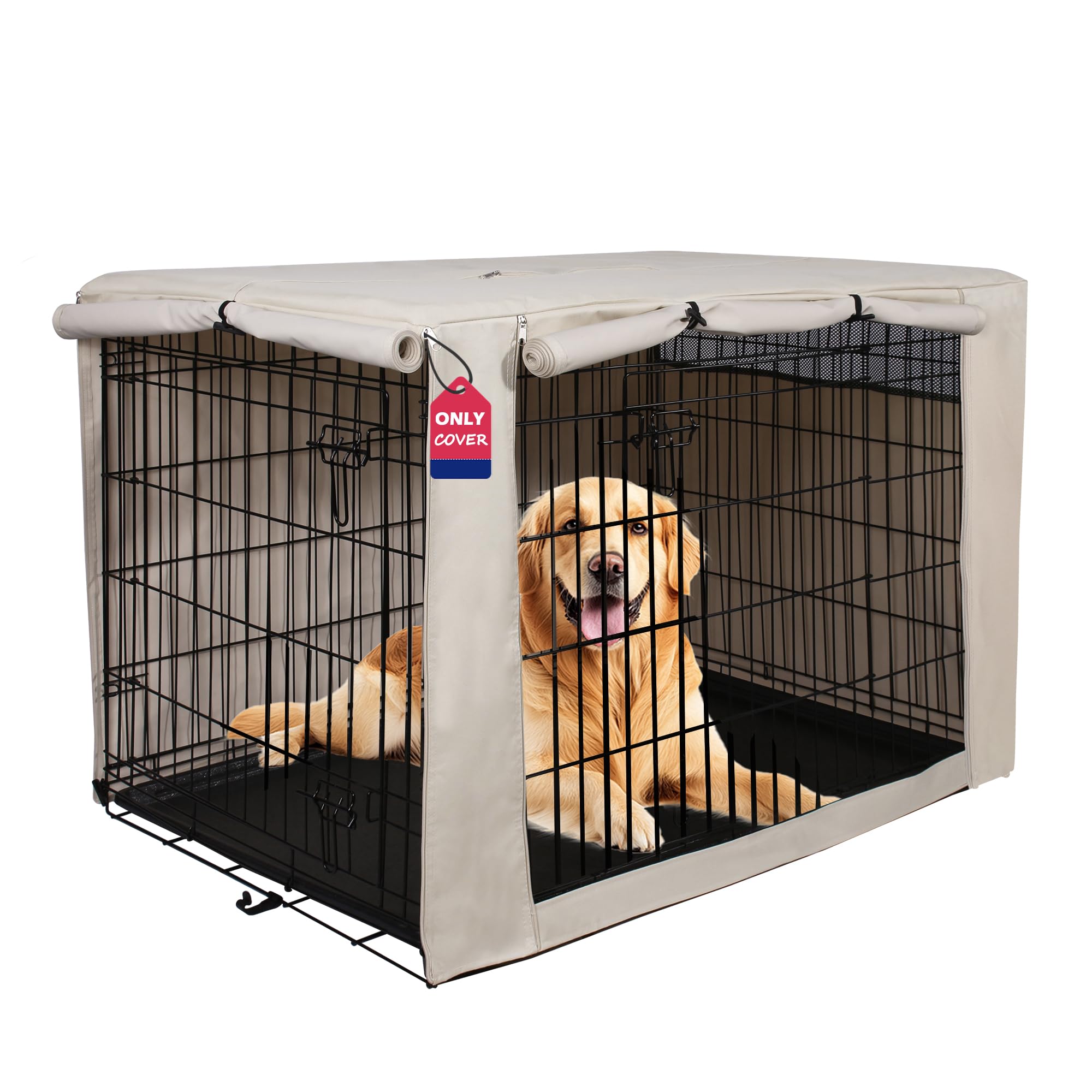 HiCaptain couverture de caisse chien 48L-30W-33H beige, protection et intimité