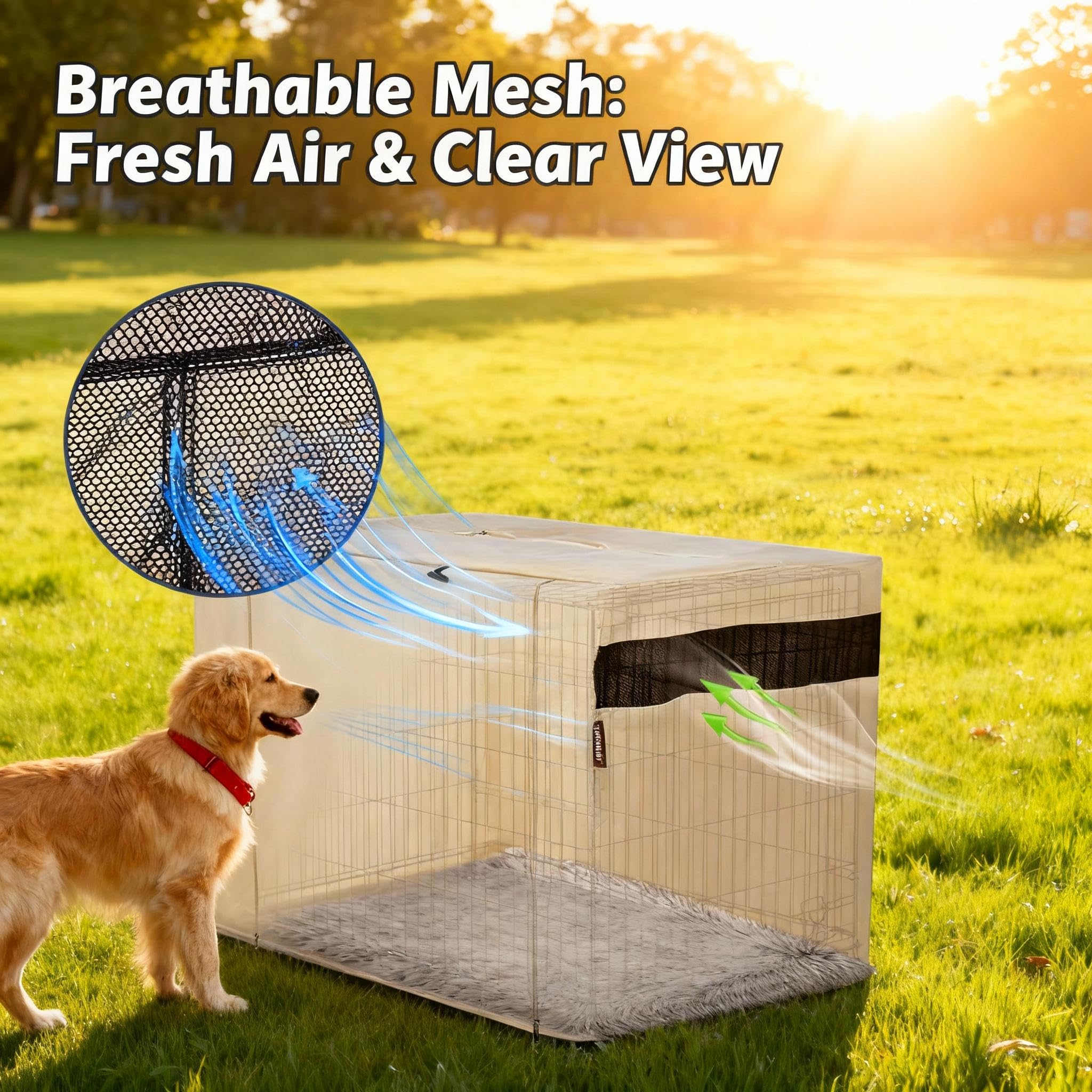 HiCaptain couvre-cage chien étanche et UV, protection durable beige