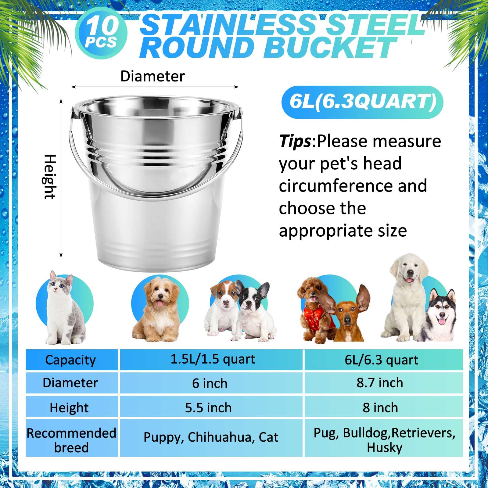 Seau Hicarer de 6,3 qt, capacité idéale pour petites bêtes et usage polyvalent.